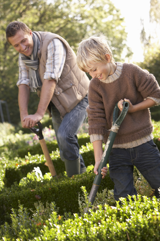 Father & Son Doing Farming