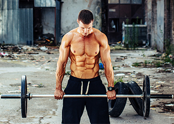 muscle man lifting weights