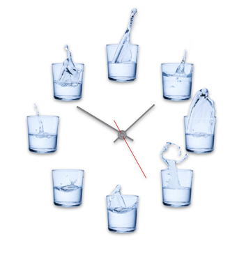 clock of glasses with splashing water how to lose belly fat fast for men