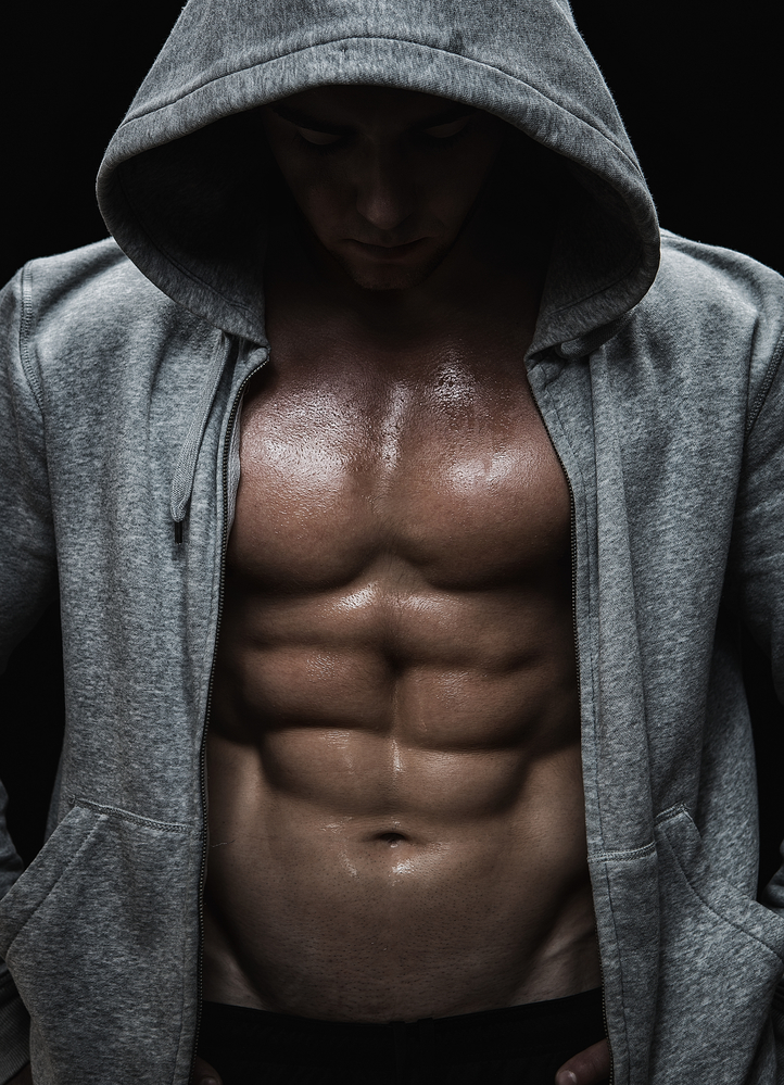 man with abs muscle building workout routine