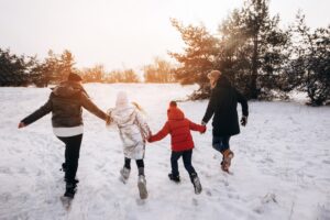 family outdoors winter