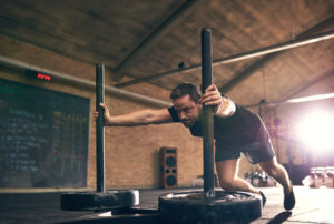 man doing intense exercise